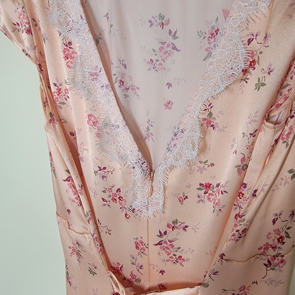 Reformation 100% Silk Lucas Maxi Dress  Floral Peach Size 8 - Picture 8 of 10